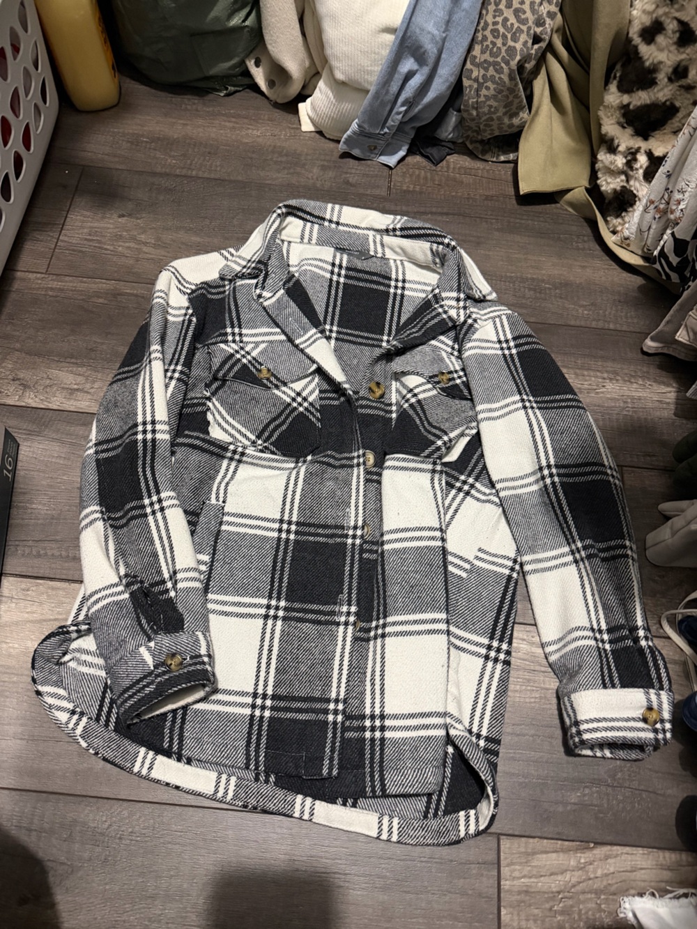 Amazon Black & White Plaid Shacket Jacket